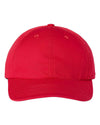 red 100% made in usa dad hat baseball cap customized with your logo in bulk with leather patch and embroidery