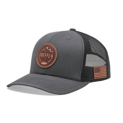 Customized Richardson 112 with genuine chrome free veg tan leather patches on both front and back with american flag leather tag on side of hat made in usa