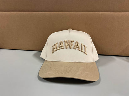 HAWAII 3D Puff Snapback – Natural/Khaki Vintage High Crown