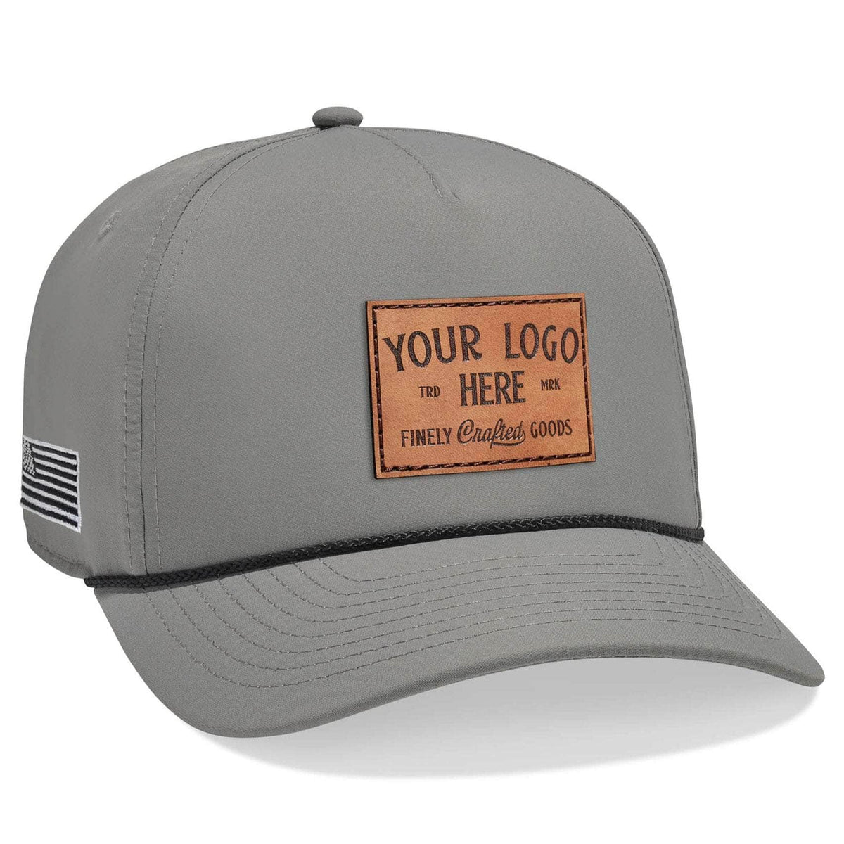Imperial 5054 Wrightson Custom Leather Patch Sustainable Recycled Rope Hat Grey Black by Dekni Creations