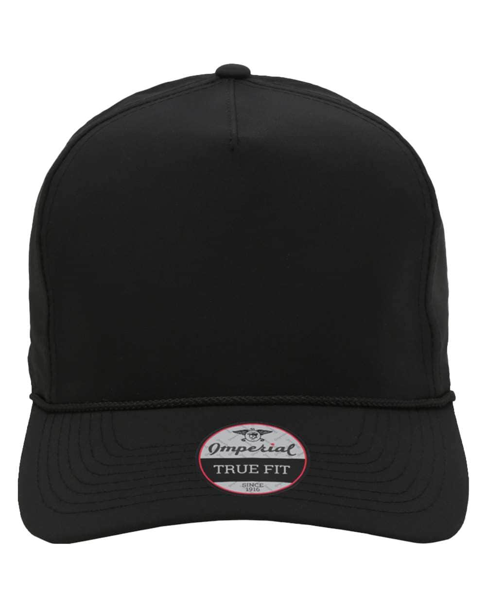 black black Imperial - The Wrightson Cap - 5054 - sustainable rope hat with 100% recycled polyester performance fabric 5 panel with braid rope structured mid-profile moisture management and antimicrobial sweatband