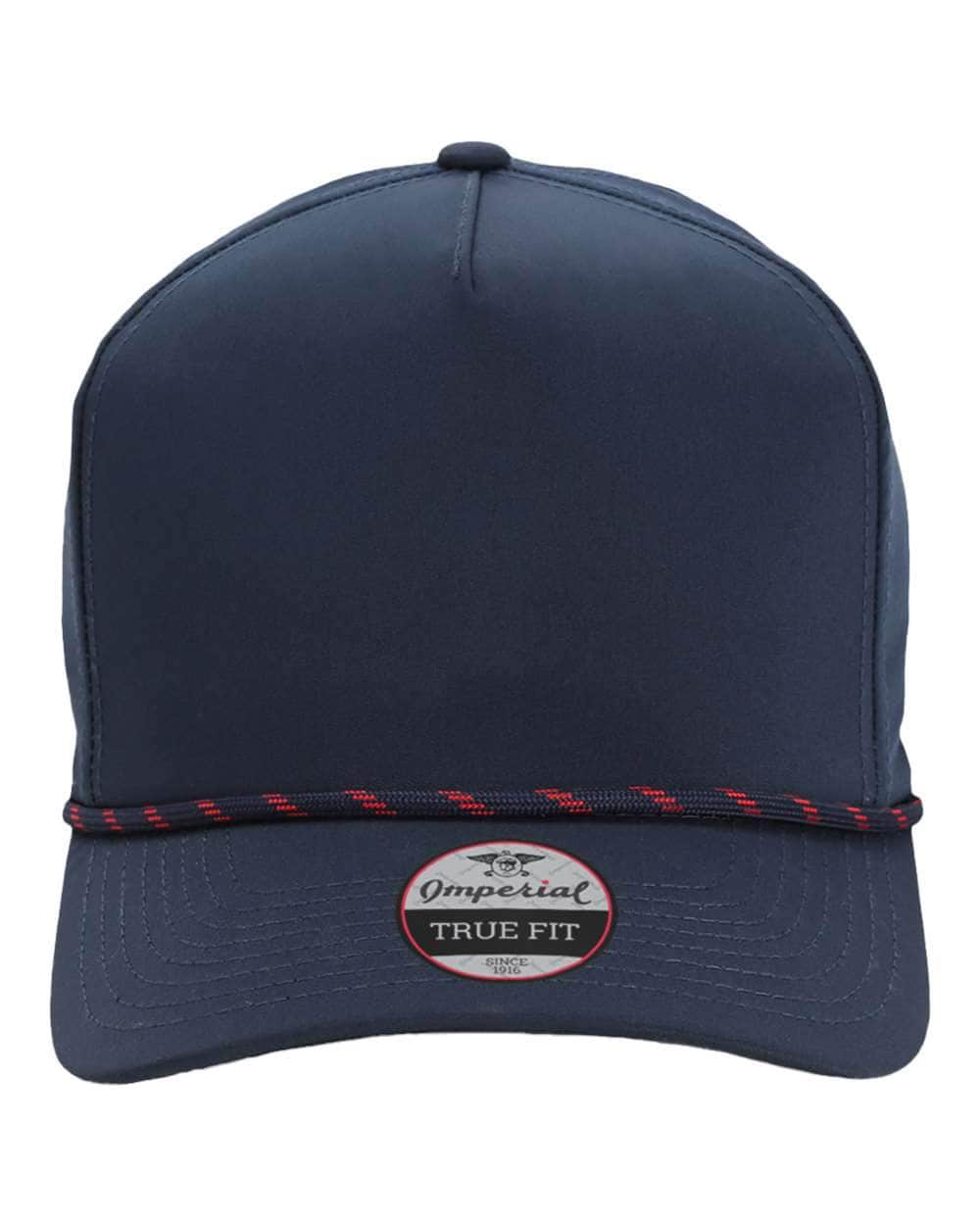 navy navy red Imperial - The Wrightson Cap - 5054 - sustainable rope hat with 100% recycled polyester performance fabric 5 panel with braid rope structured mid-profile moisture management and antimicrobial sweatband