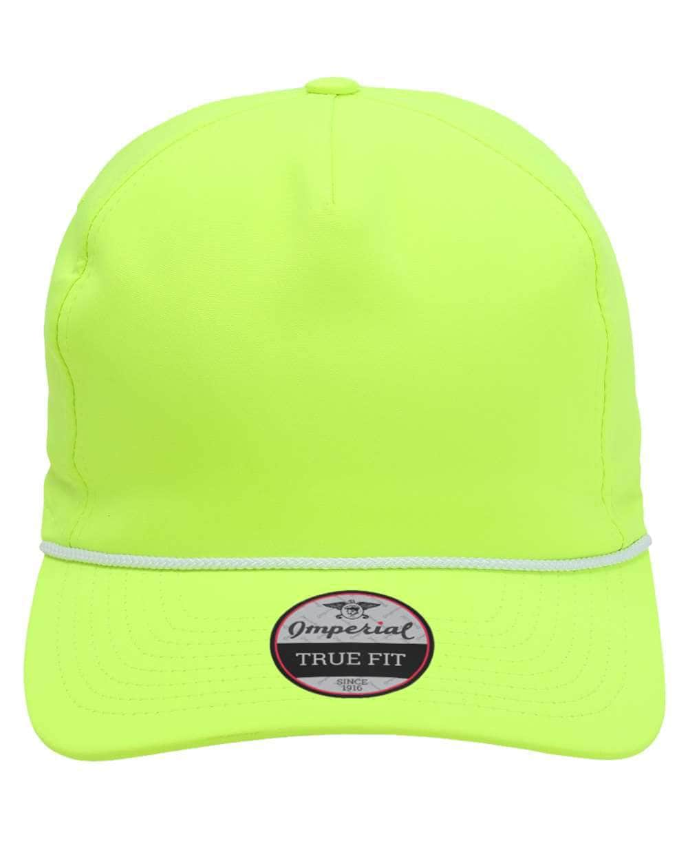 neon yellow white Imperial - The Wrightson Cap - 5054 - sustainable rope hat with 100% recycled polyester performance fabric 5 panel with braid rope structured mid-profile moisture management and antimicrobial sweatband