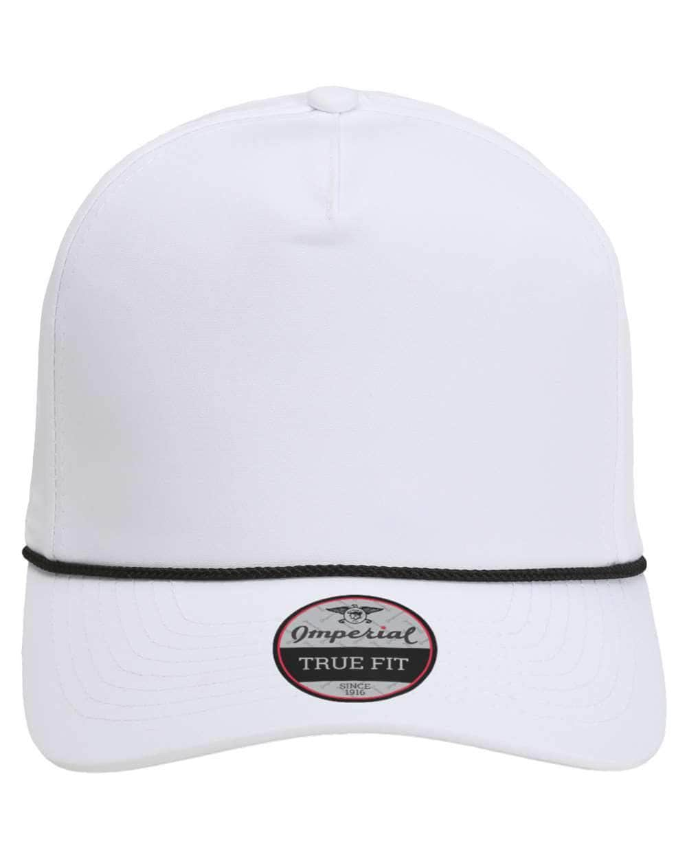 white black Imperial - The Wrightson Cap - 5054 - sustainable rope hat with 100% recycled polyester performance fabric 5 panel with braid rope structured mid-profile moisture management and antimicrobial sweatband