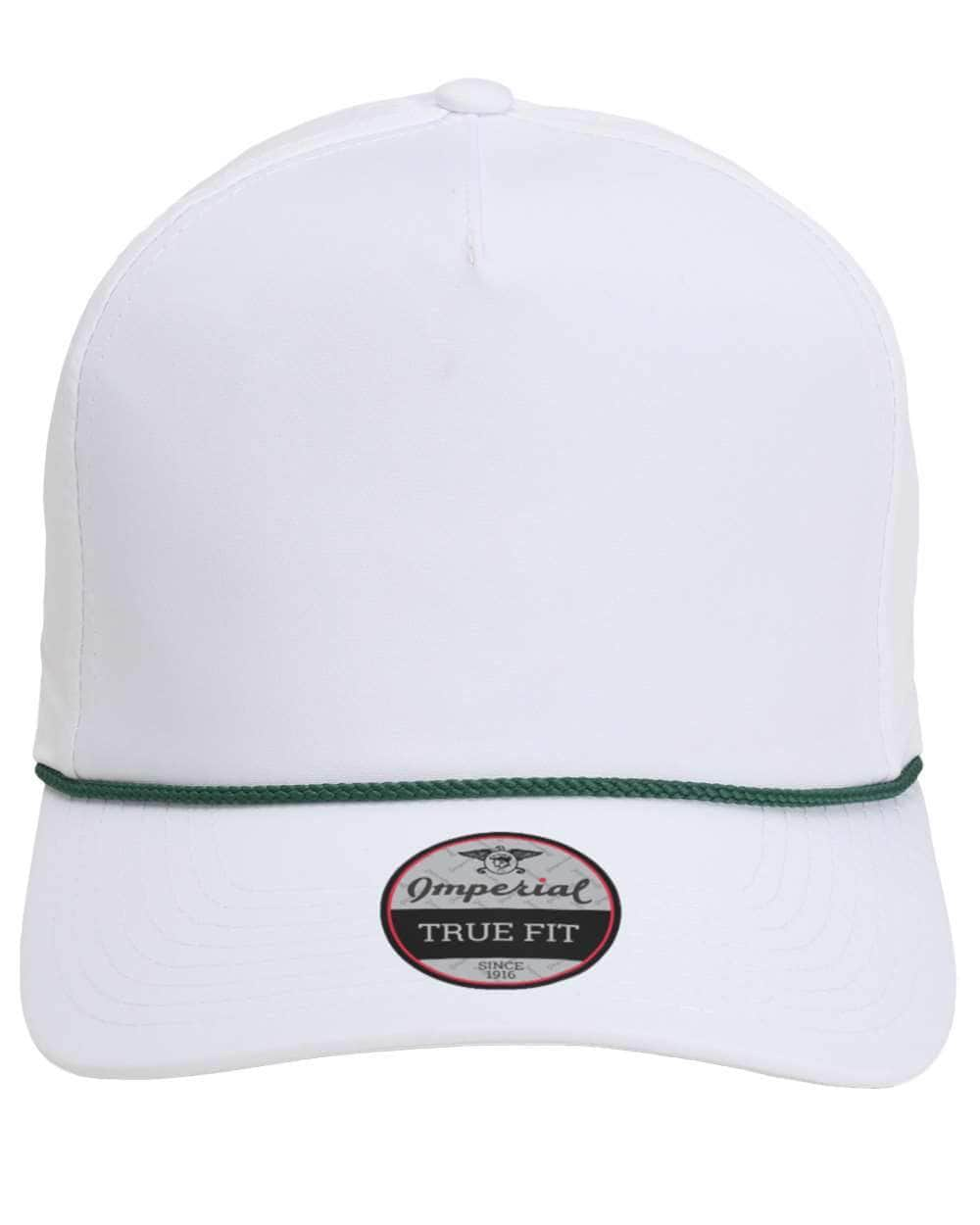 white dark green Imperial - The Wrightson Cap - 5054 - sustainable rope hat with 100% recycled polyester performance fabric 5 panel with braid rope structured mid-profile moisture management and antimicrobial sweatband