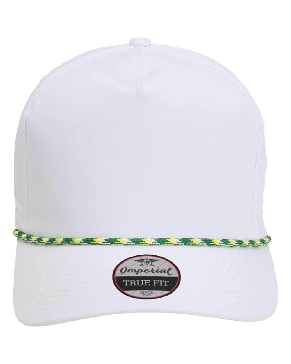 white green yellow Imperial - The Wrightson Cap - 5054 - sustainable rope hat with 100% recycled polyester performance fabric 5 panel with braid rope structured mid-profile moisture management and antimicrobial sweatband