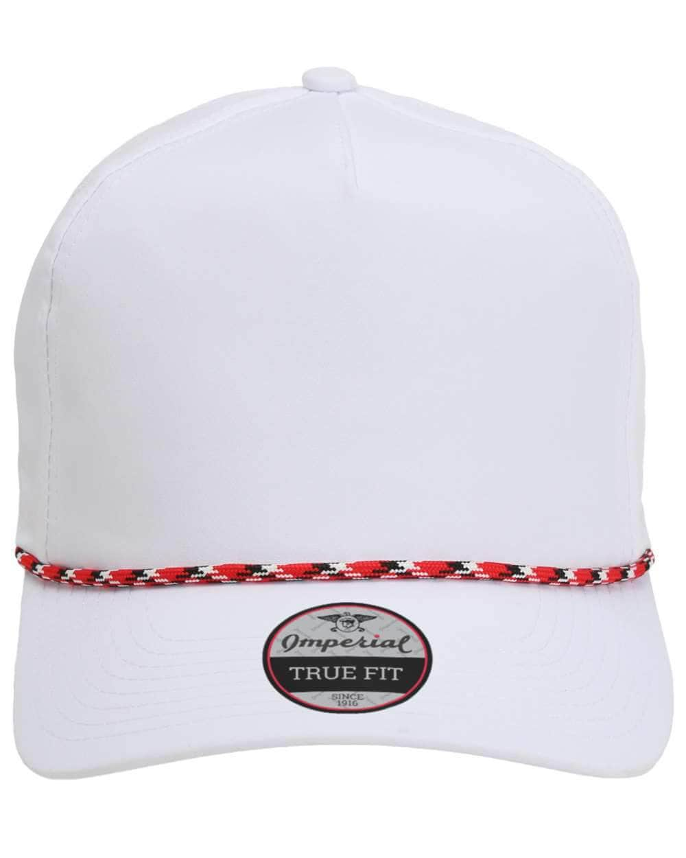 white red black Imperial - The Wrightson Cap - 5054 - sustainable rope hat with 100% recycled polyester performance fabric 5 panel with braid rope structured mid-profile moisture management and antimicrobial sweatband