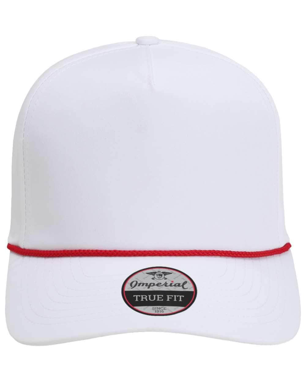 white red Imperial - The Wrightson Cap - 5054 - sustainable rope hat with 100% recycled polyester performance fabric 5 panel with braid rope structured mid-profile moisture management and antimicrobial sweatband