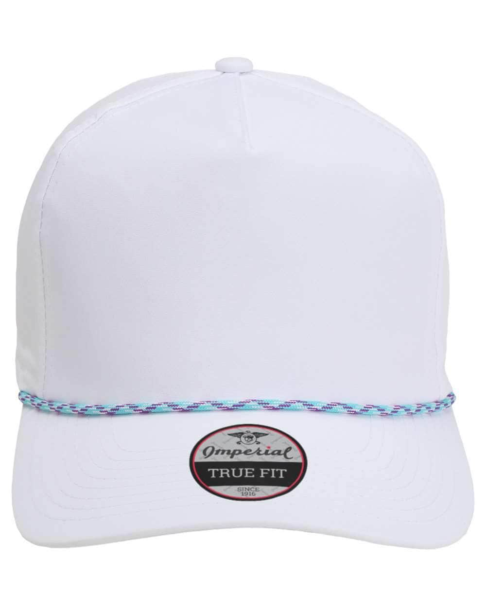 white teal purple Imperial - The Wrightson Cap - 5054 - sustainable rope hat with 100% recycled polyester performance fabric 5 panel with braid rope structured mid-profile moisture management and antimicrobial sweatband