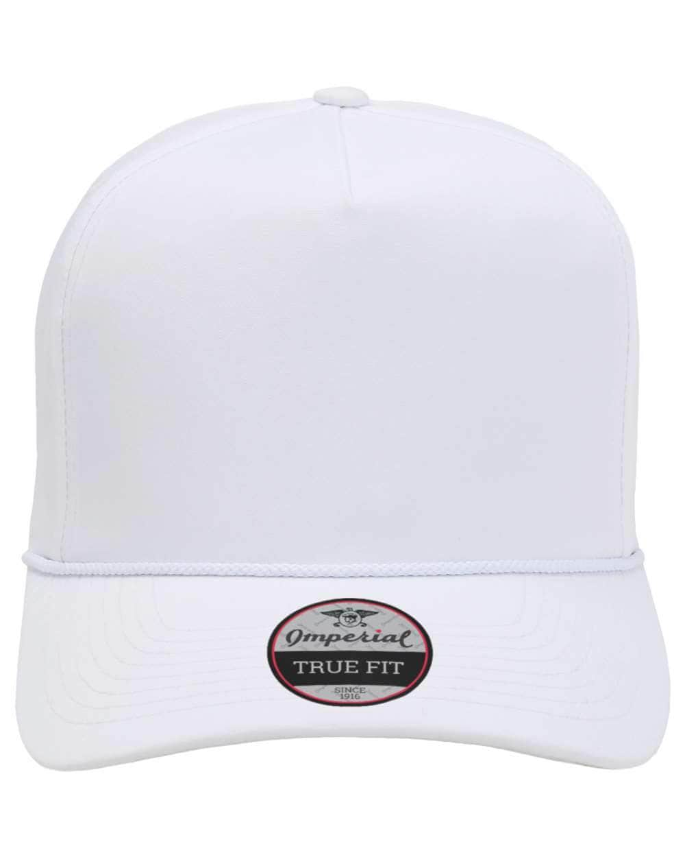 white white Imperial - The Wrightson Cap - 5054 - sustainable rope hat with 100% recycled polyester performance fabric 5 panel with braid rope structured mid-profile moisture management and antimicrobial sweatband