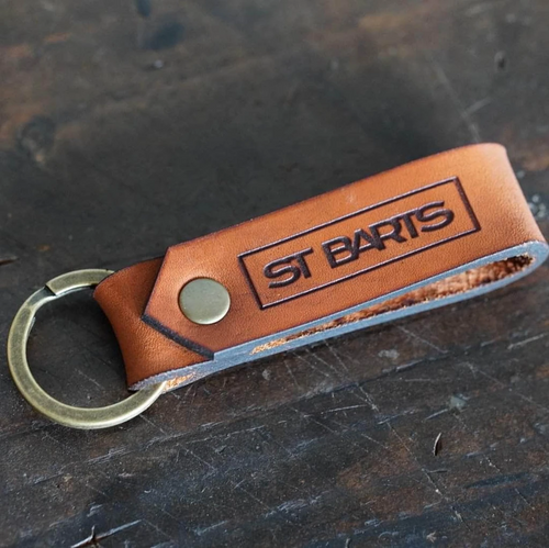 CUSTOM LASER ETCHED MINIMALIST LEATHER KEY CHAIN CHESTNUT LEATHER ANTIQUE BRASS HARDWARE BY DEKNI CREATIONS