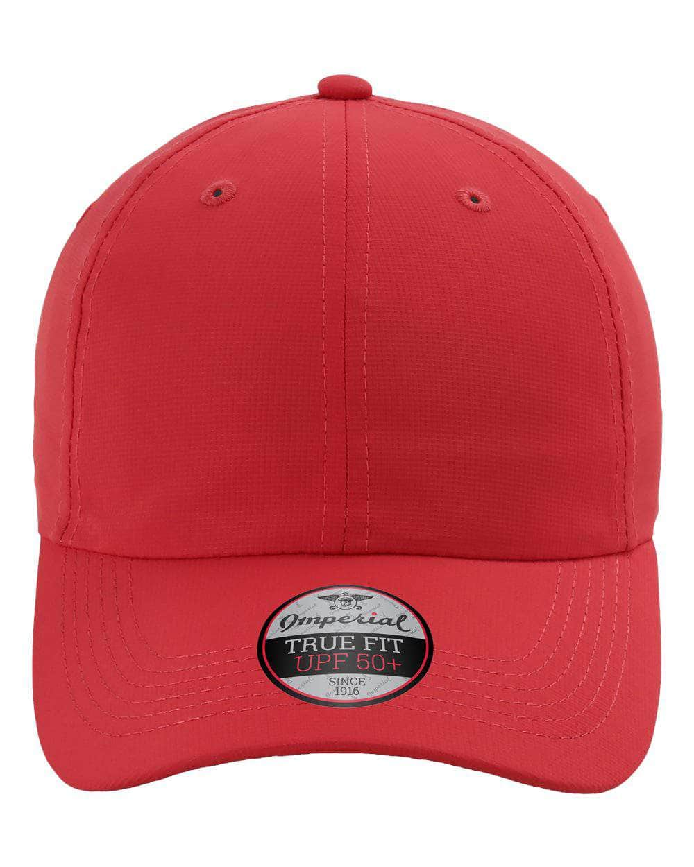 Imperial X210P – Sustainable 100% Recycled Performance Dad Hat with UPF 50 | Custom Hats with Your Logo in Bulk-Nantucket Red-Dekni-Creations