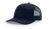 navy custom designed richardson 112 trucker hat decorate with leather patch or embroidery with your logo online in bulk in the usa