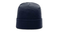 navy richardson r18 custom logo folded tag stocking hat beanie with cuff   in bulk with leather tags, woven labels, embroidered patches