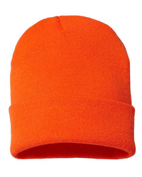 neon blaze orange maroon customized CAP AMERICA TKN24 made in usa beanie with custom logo of leather patch, woven tag, or embroidered patch in bulk