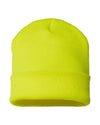 neon yellow maroon customized CAP AMERICA TKN24 made in usa beanie with custom logo of leather patch, woven tag, or embroidered patch in bulk