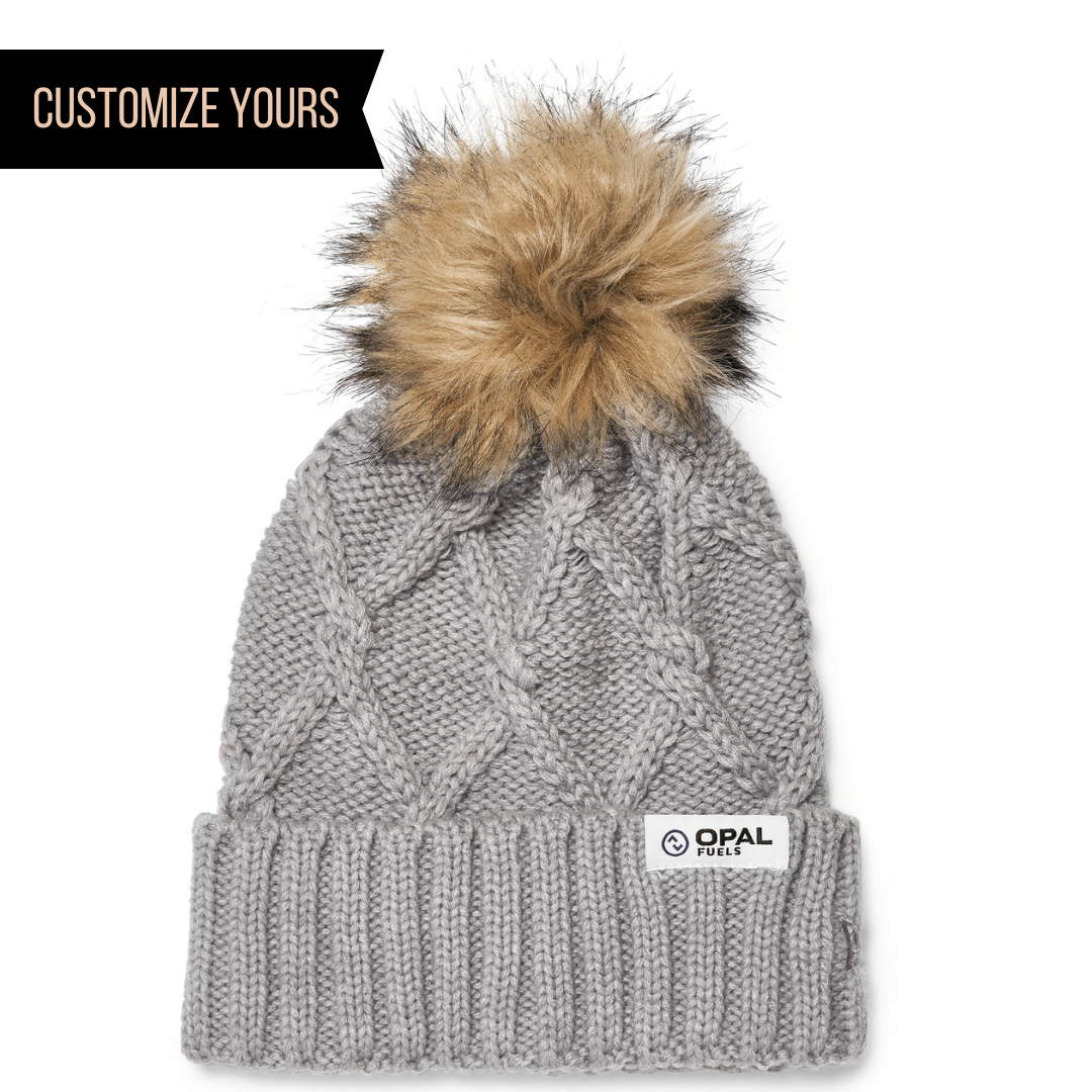 New Era® NE911 – Faux Fur Pom Cable Knit Ribbed Cuff Beanie | Custom Hats with Your Logo in Bulk