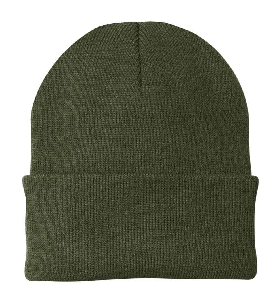 Port & Company CP90 – Knit Cap Stocking Beanie | Custom Beanies with Your Logo in Bulk-Olive Drab Green-Dekni-Creations