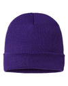 purple maroon customized CAP AMERICA TKN24 made in usa beanie with custom logo of leather patch, woven tag, or embroidered patch in bulk