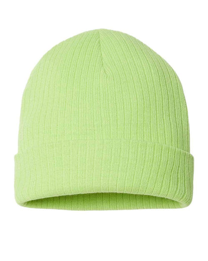 RIO – Sustainable Recycled Rib Knit Beanie | Custom Beanies with Your Logo in Bulk-Acid Green-Dekni-Creations