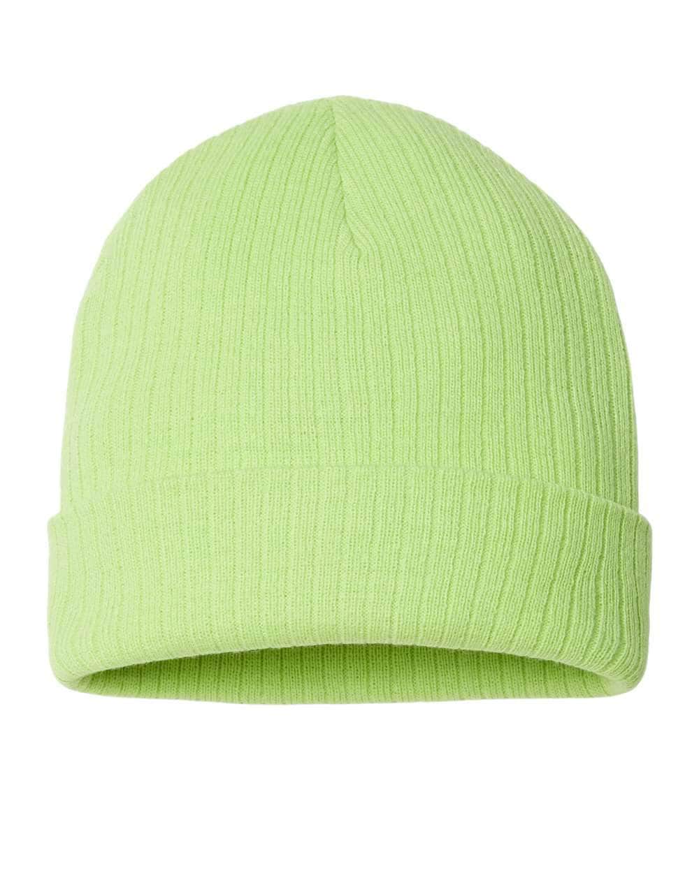 RIO – Sustainable Recycled Rib Knit Beanie | Custom Beanies with Your Logo in Bulk-Acid Green-Dekni-Creations