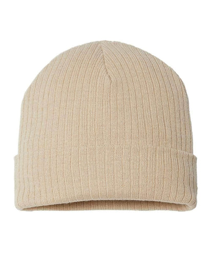 RIO – Sustainable Recycled Rib Knit Beanie | Custom Beanies with Your Logo in Bulk-Light Beige-Dekni-Creations