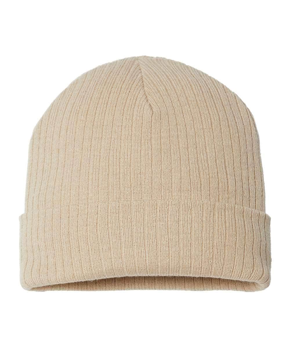 RIO – Sustainable Recycled Rib Knit Beanie | Custom Beanies with Your Logo in Bulk-Light Beige-Dekni-Creations