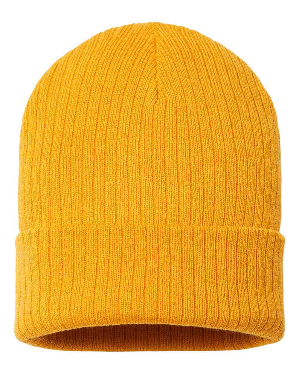 RIO – Sustainable Recycled Rib Knit Beanie | Custom Beanies with Your Logo in Bulk-Mustard Yellow-Dekni-Creations