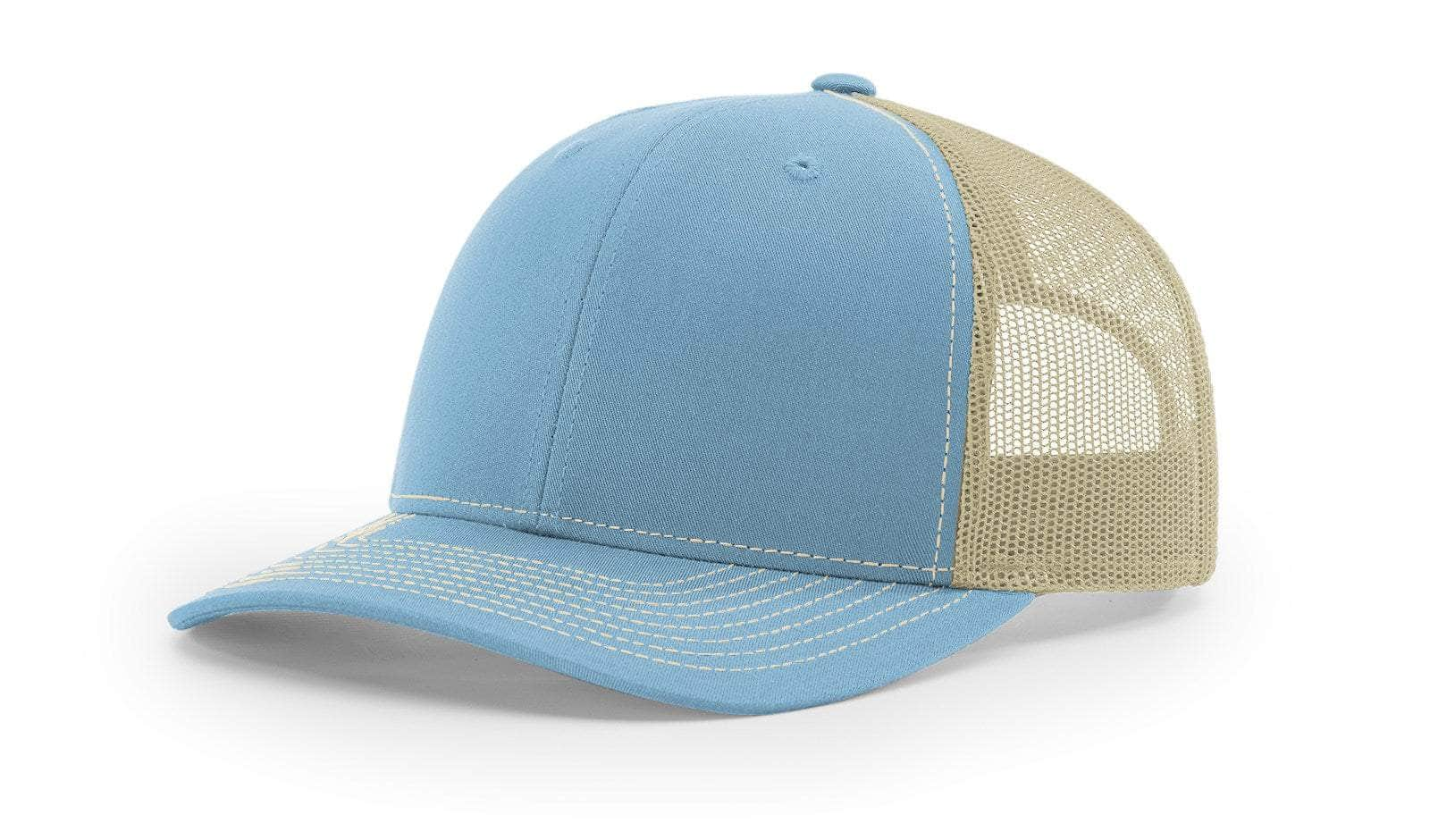 Richardson 112 – Trucker Hat | Custom Hats with Your Logo in Bulk-Columbia Blue/ Khaki-Dekni-Creations