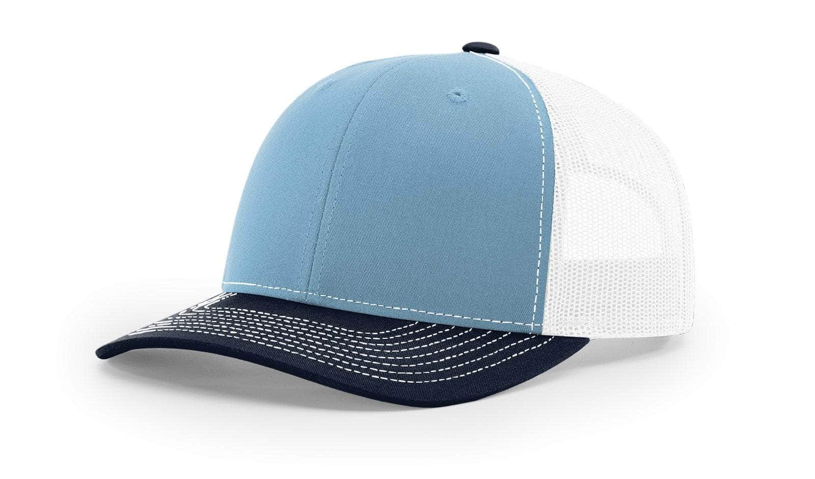 Richardson 112 – Trucker Hat | Custom Hats with Your Logo in Bulk-Columbia Blue/White/Navy-Dekni-Creations