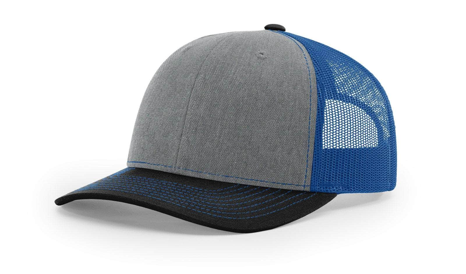 Richardson 112 – Trucker Hat | Custom Hats with Your Logo in Bulk-Heather Grey/Royal/Black-Dekni-Creations