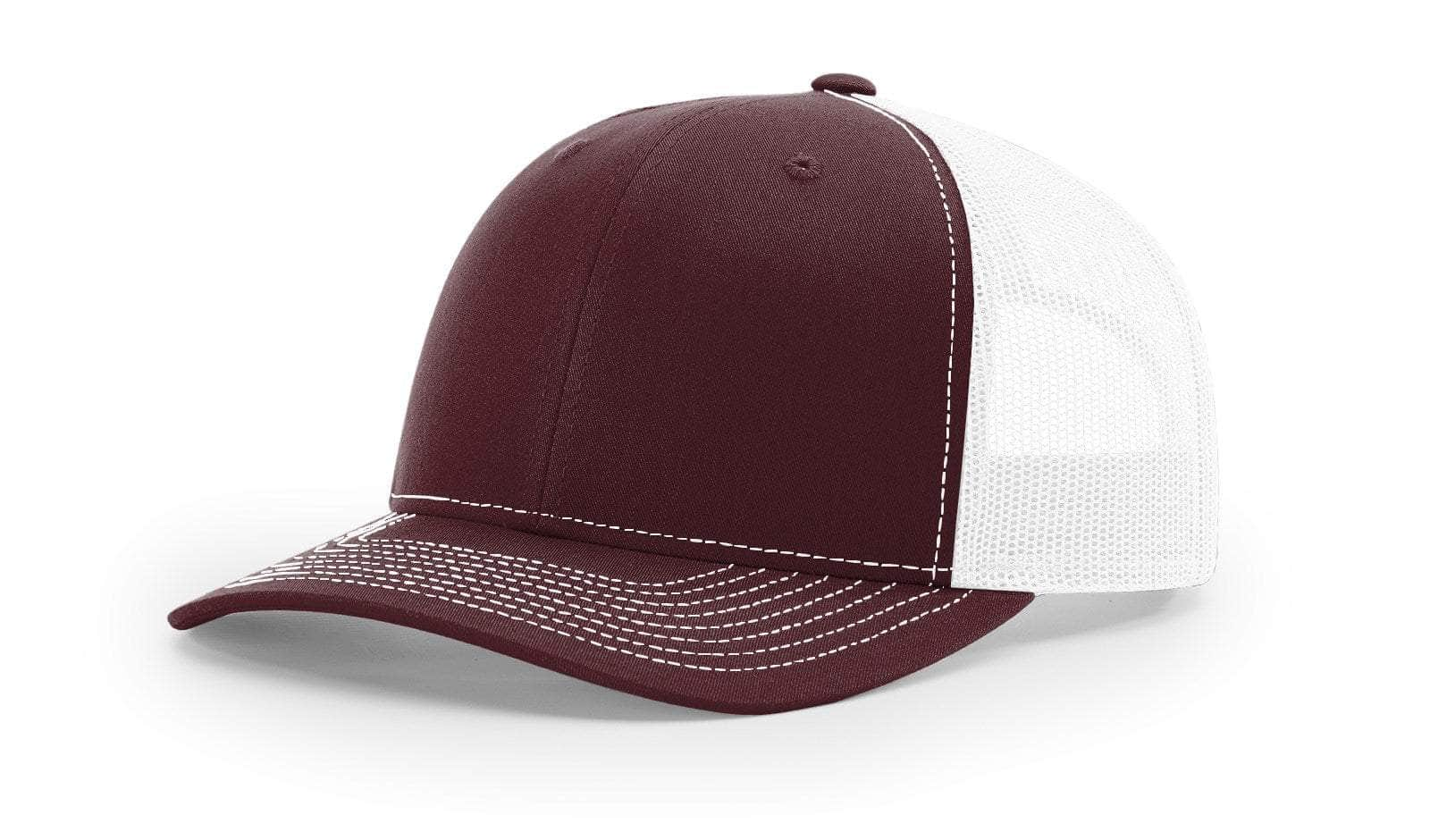 Richardson 112 – Trucker Hat | Custom Hats with Your Logo in Bulk-Maroon/White-Dekni-Creations