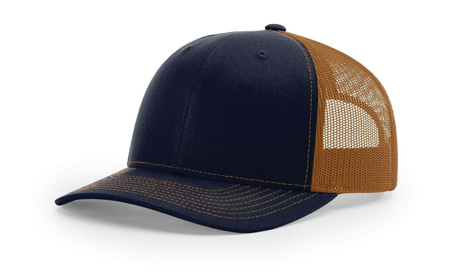 Richardson 112 – Trucker Hat | Custom Hats with Your Logo in Bulk-Navy/Caramel-Dekni-Creations