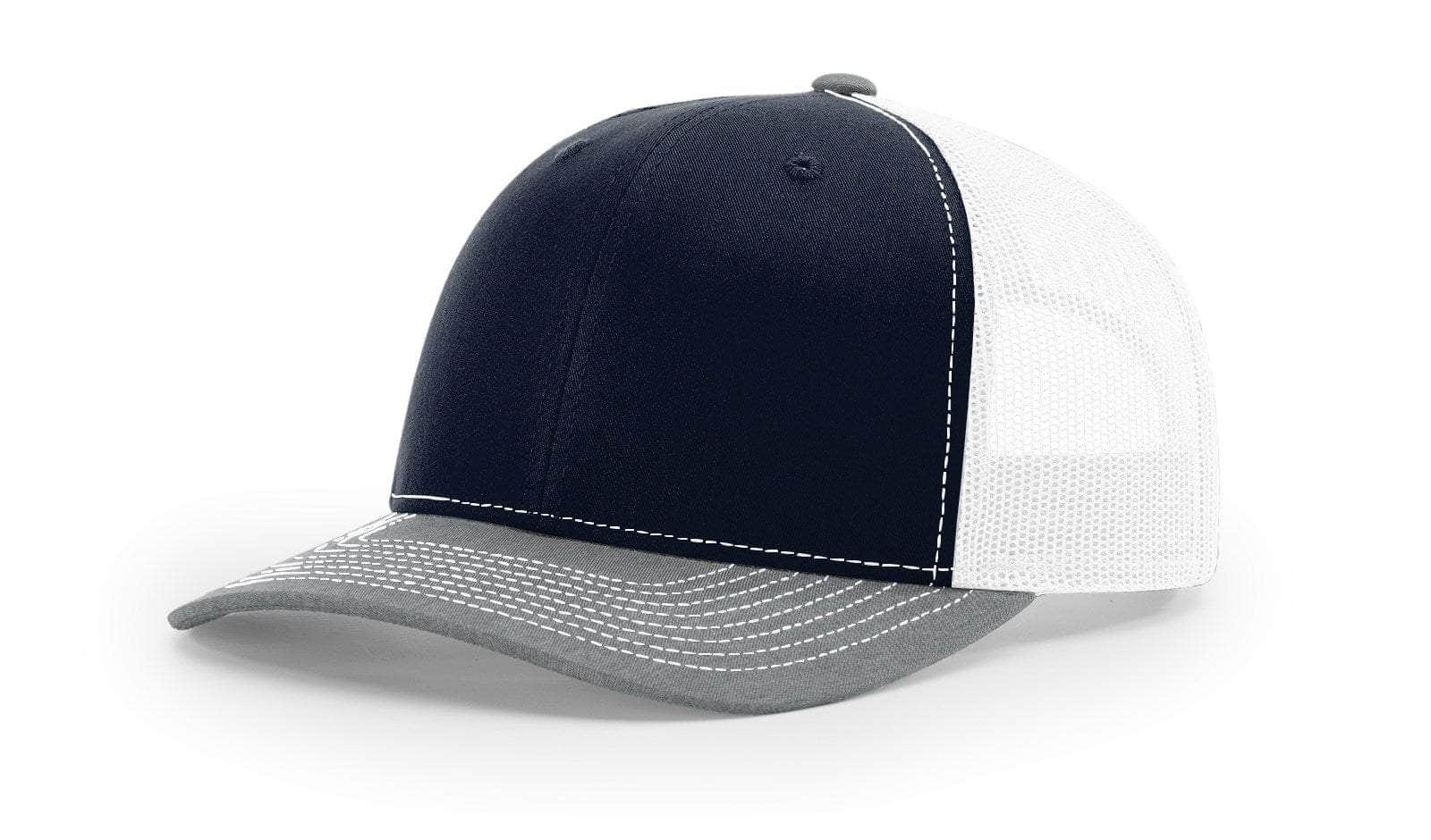 Richardson 112 – Trucker Hat | Custom Hats with Your Logo in Bulk-Navy/White/Heather Grey-Dekni-Creations