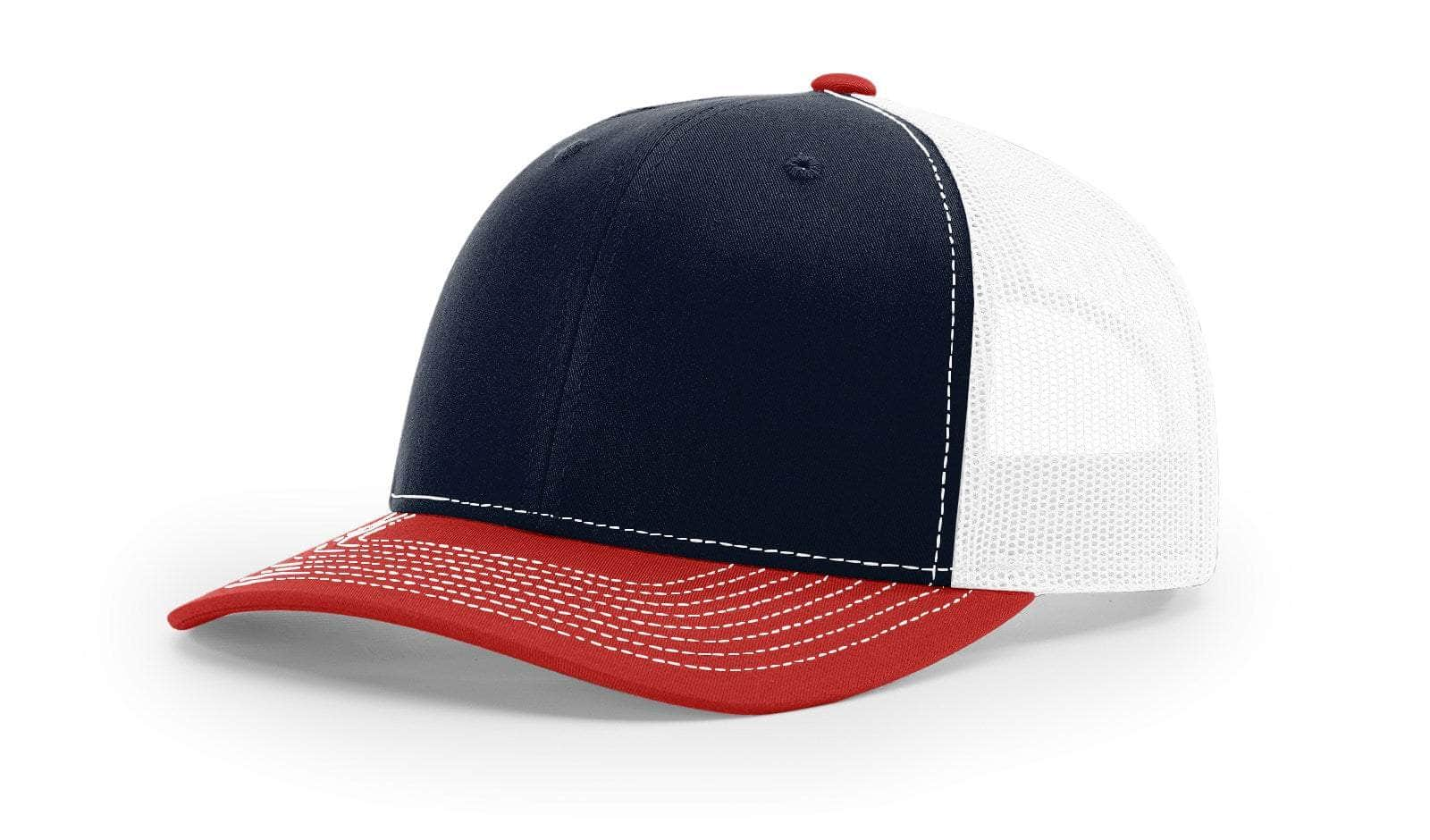 Richardson 112 – Trucker Hat | Custom Hats with Your Logo in Bulk-Navy/White/Red-Dekni-Creations