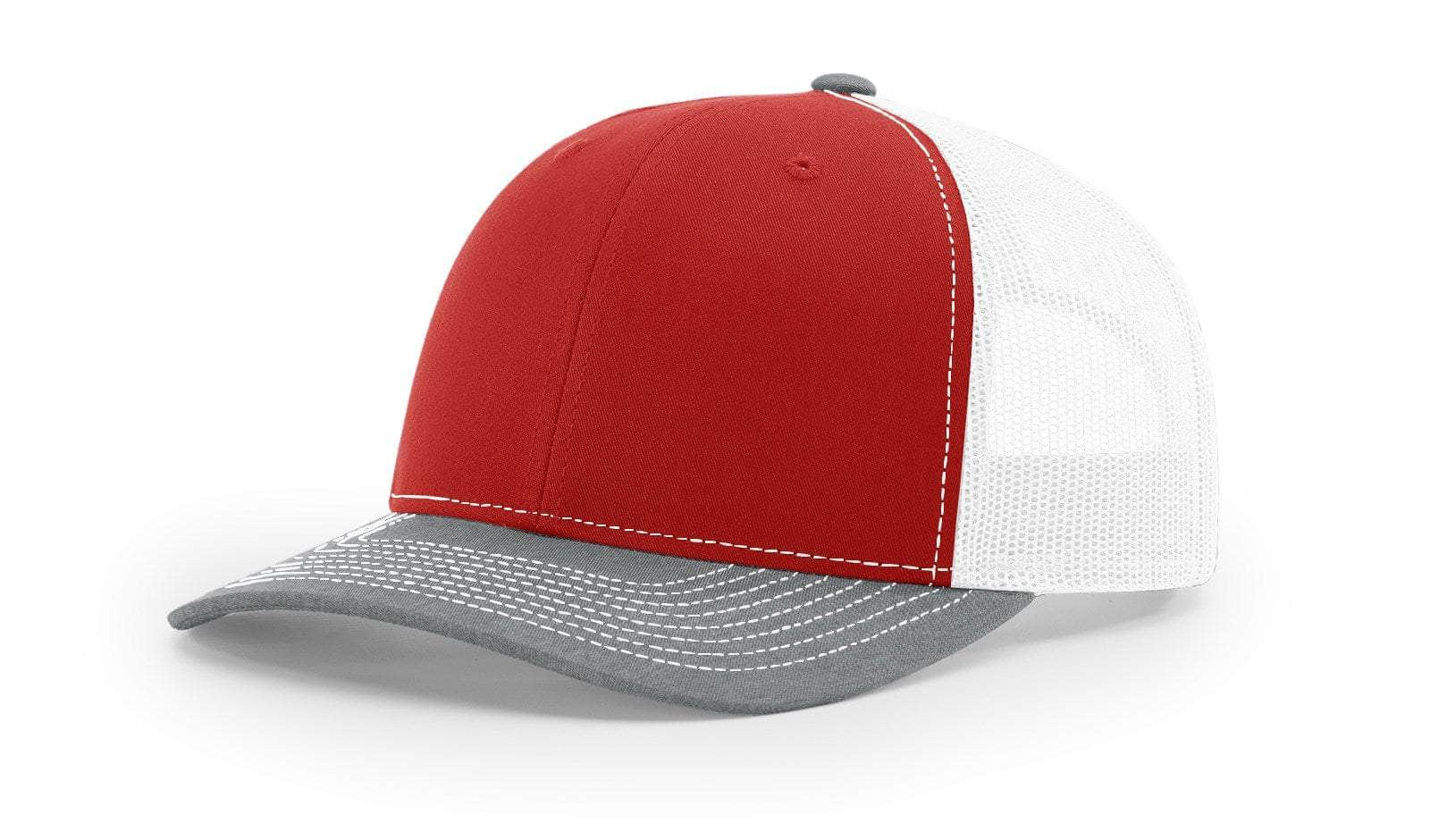 Richardson 112 – Trucker Hat | Custom Hats with Your Logo in Bulk-Red/White/Heather Grey-Dekni-Creations