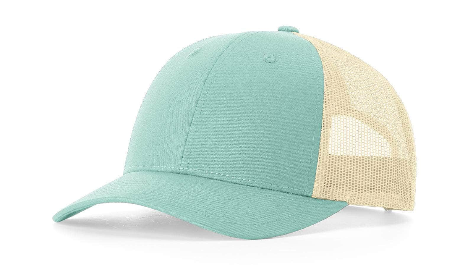 Richardson 115 – Low-Profile Trucker Hat | Custom Hats with Your Logo in Bulk-Aruba Blue/Birch-Dekni-Creations