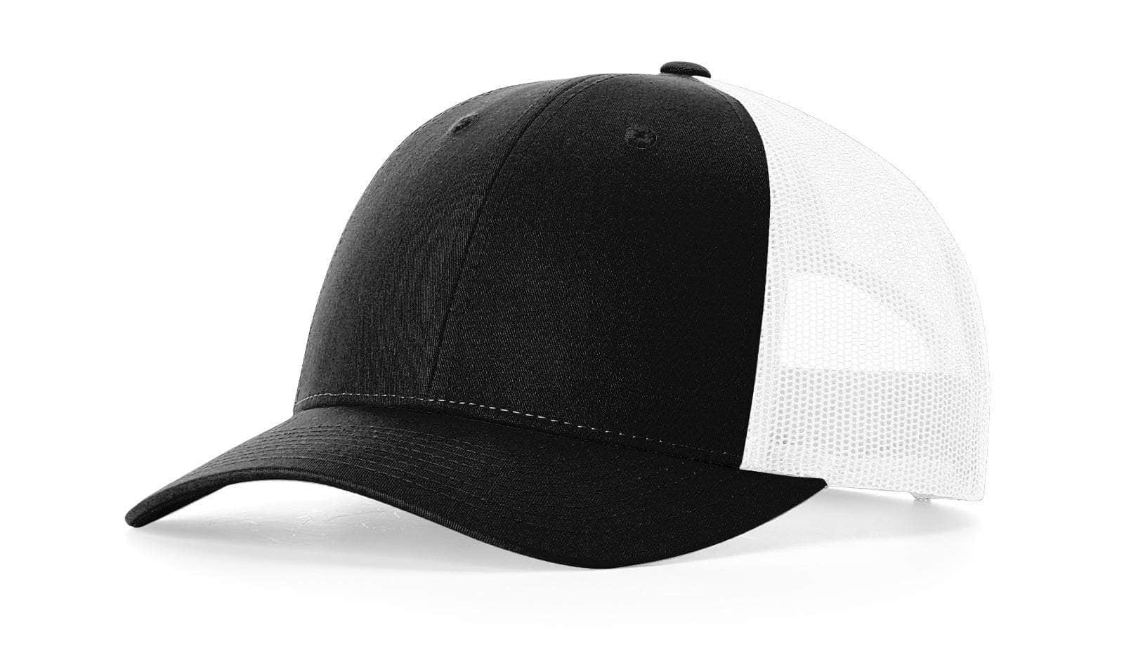 Richardson 115 – Low-Profile Trucker Hat | Custom Hats with Your Logo in Bulk-Black/White-Dekni-Creations