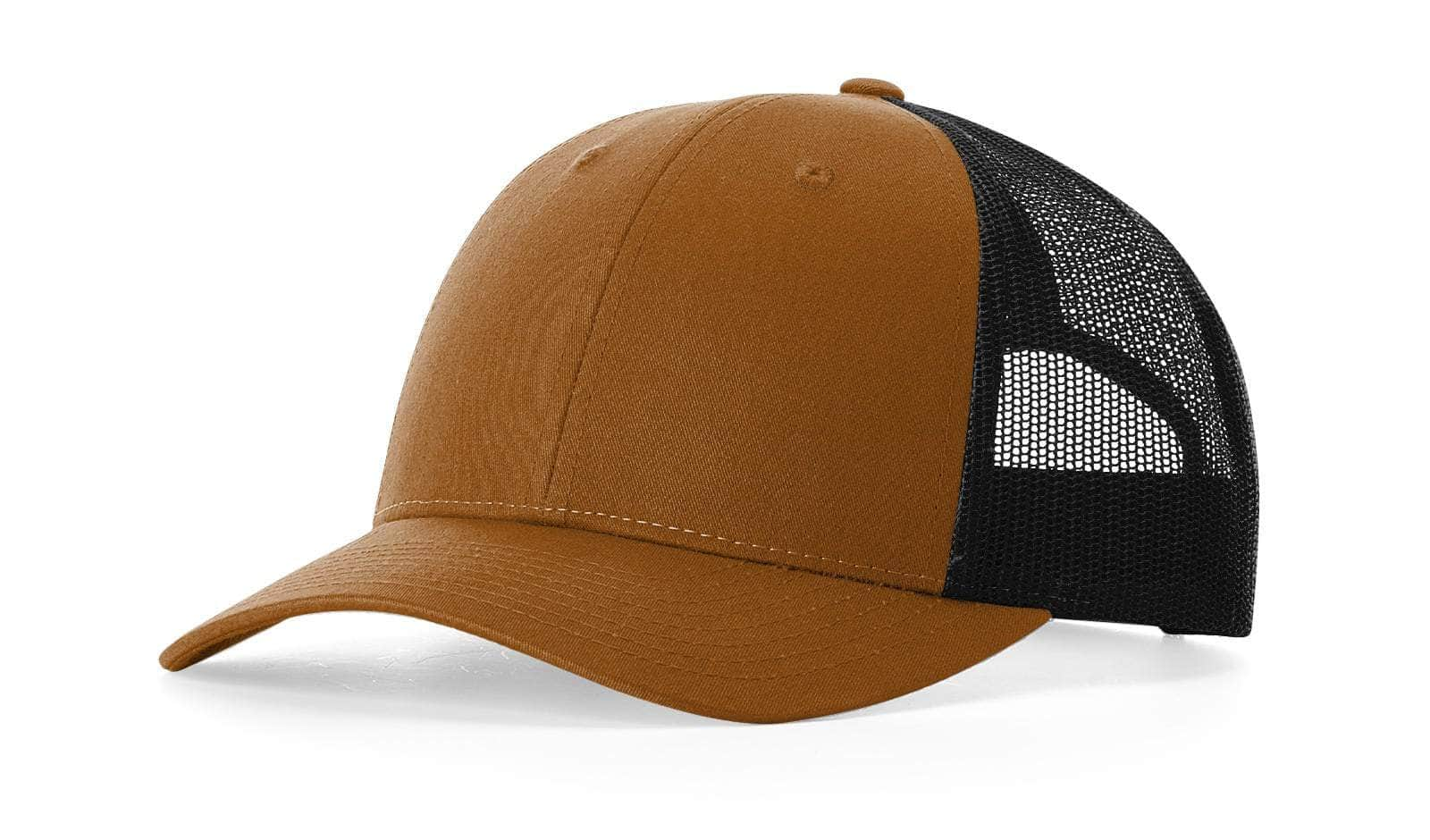 Richardson 115 – Low-Profile Trucker Hat | Custom Hats with Your Logo in Bulk-Caramel/Black-Dekni-Creations