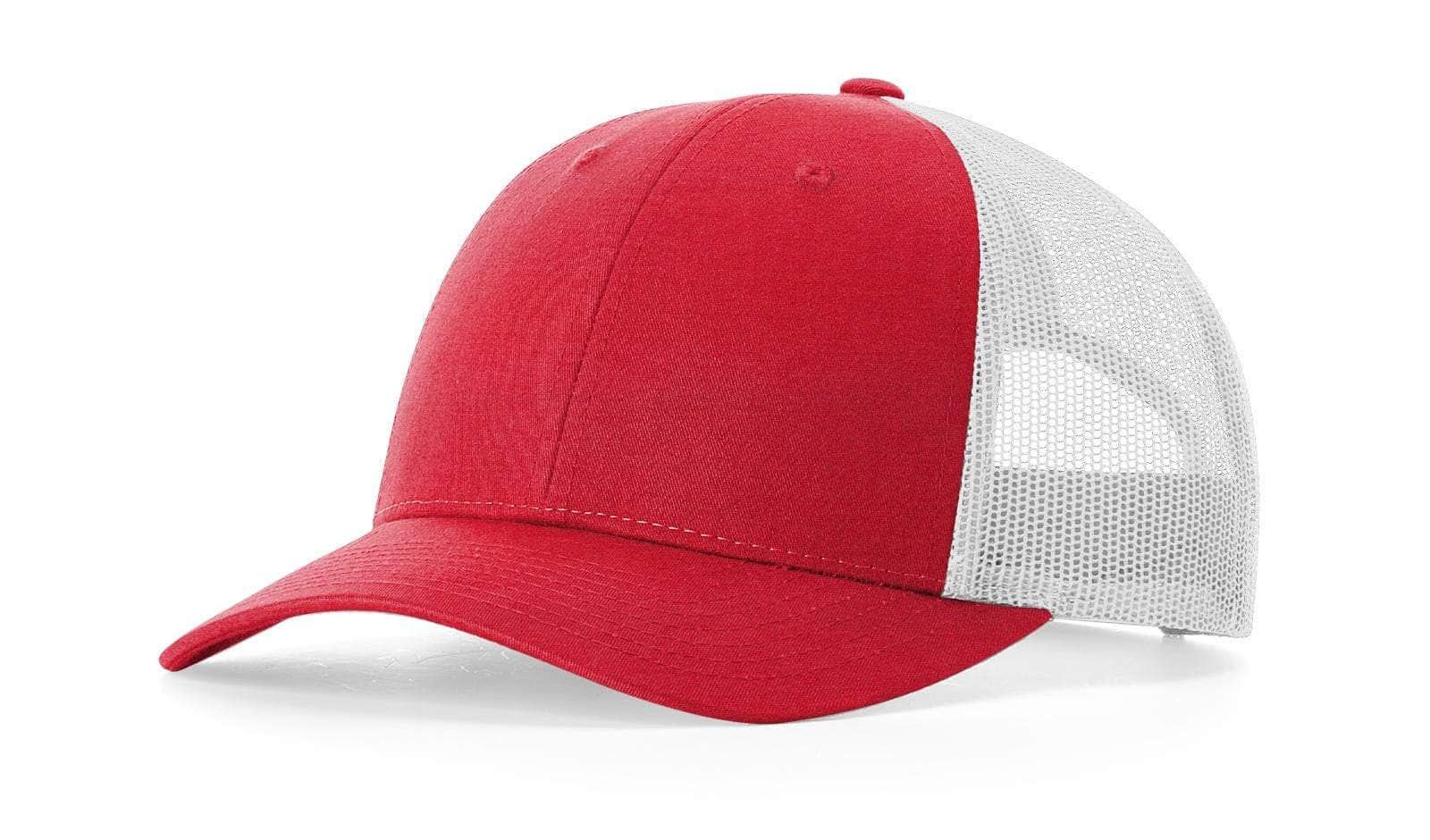 Richardson 115 – Low-Profile Trucker Hat | Custom Hats with Your Logo in Bulk-Heather Red/Light Grey-Dekni-Creations