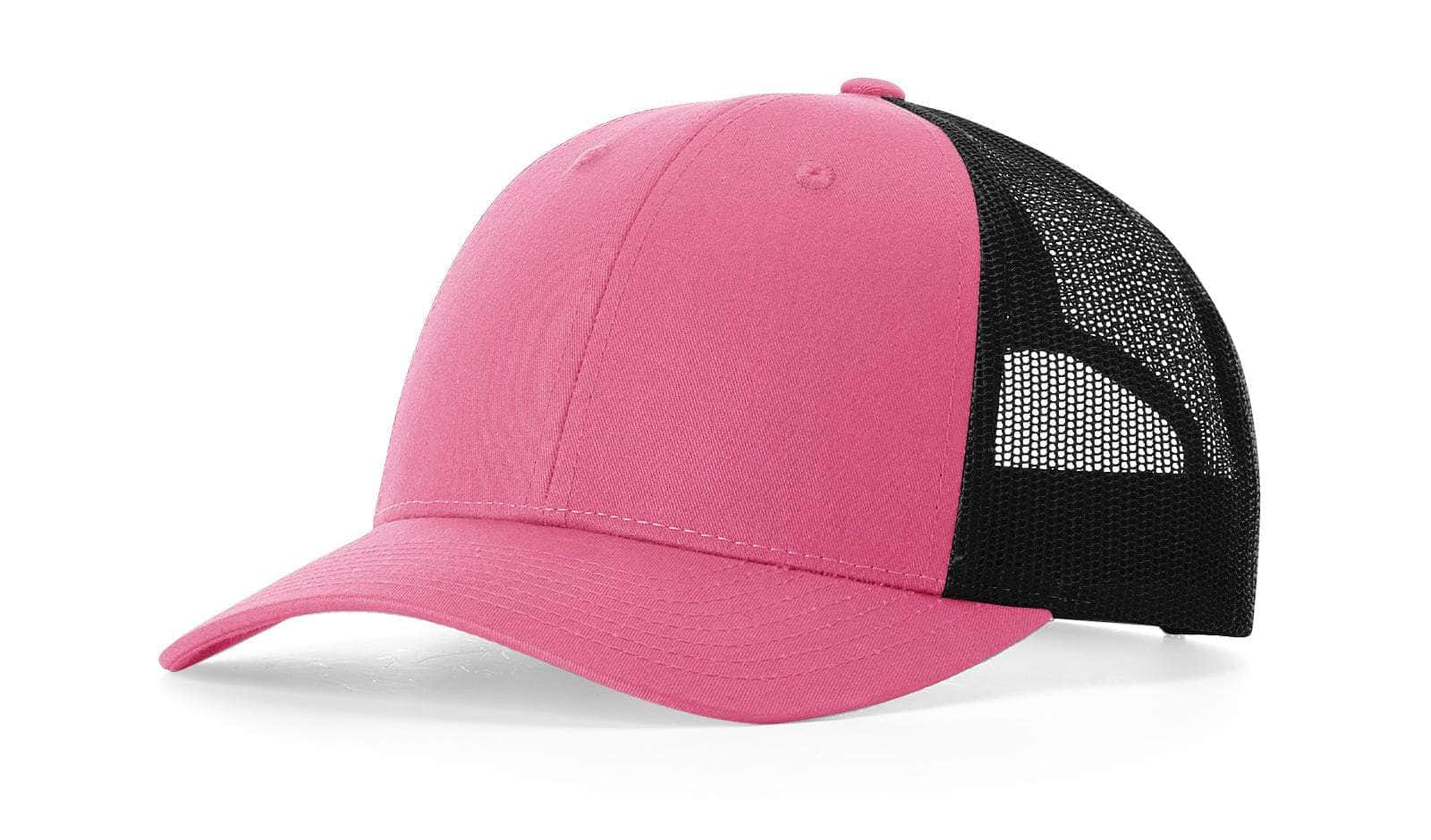 Richardson 115 – Low-Profile Trucker Hat | Custom Hats with Your Logo in Bulk-Hot Pink/Black-Dekni-Creations