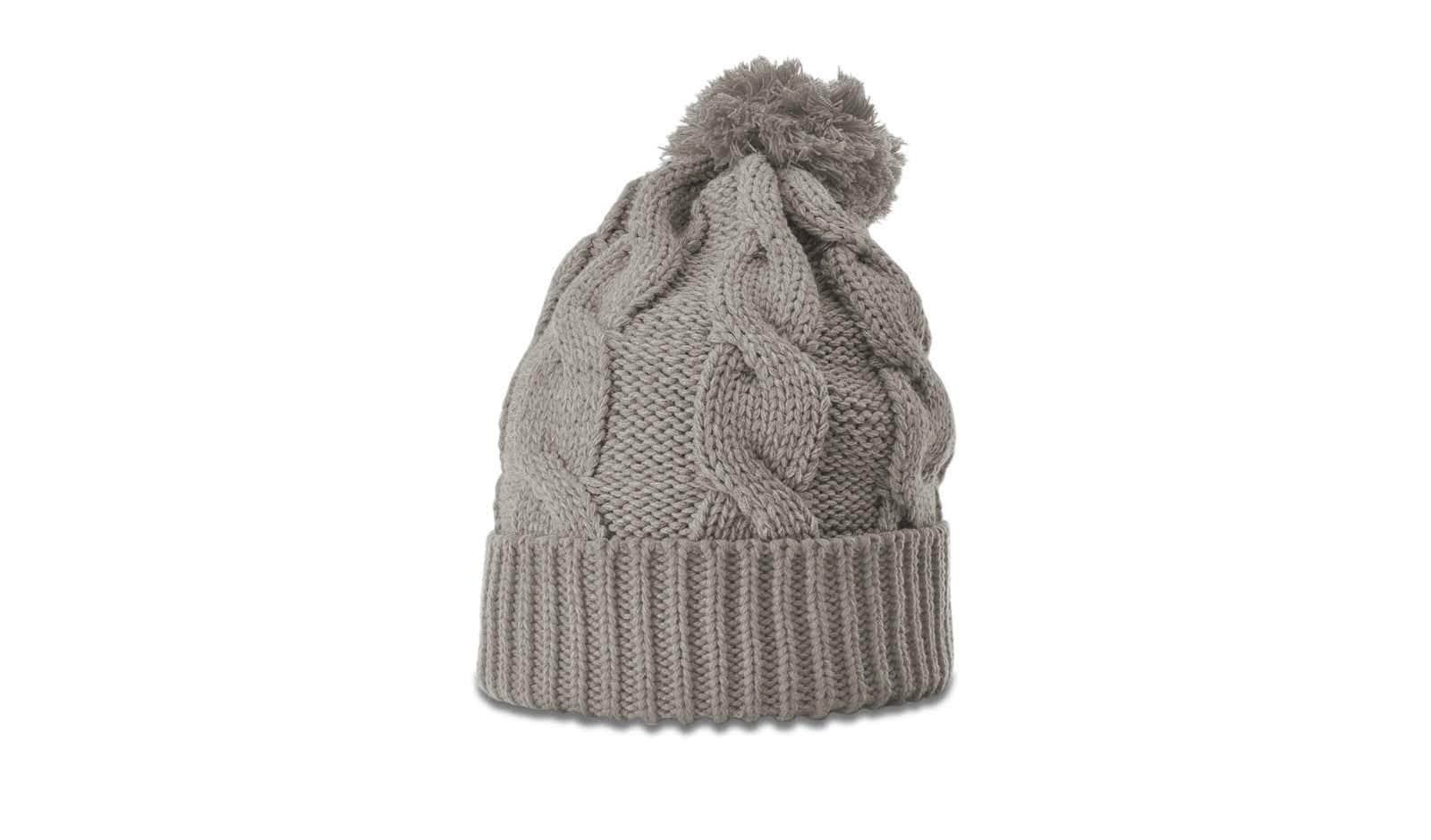 Richardson 141 – Chunk Twist Knit Cuffed Beanie with Pom | Custom Beanies with Your Logo in Bulk-Dark Sand-Dekni-Creations