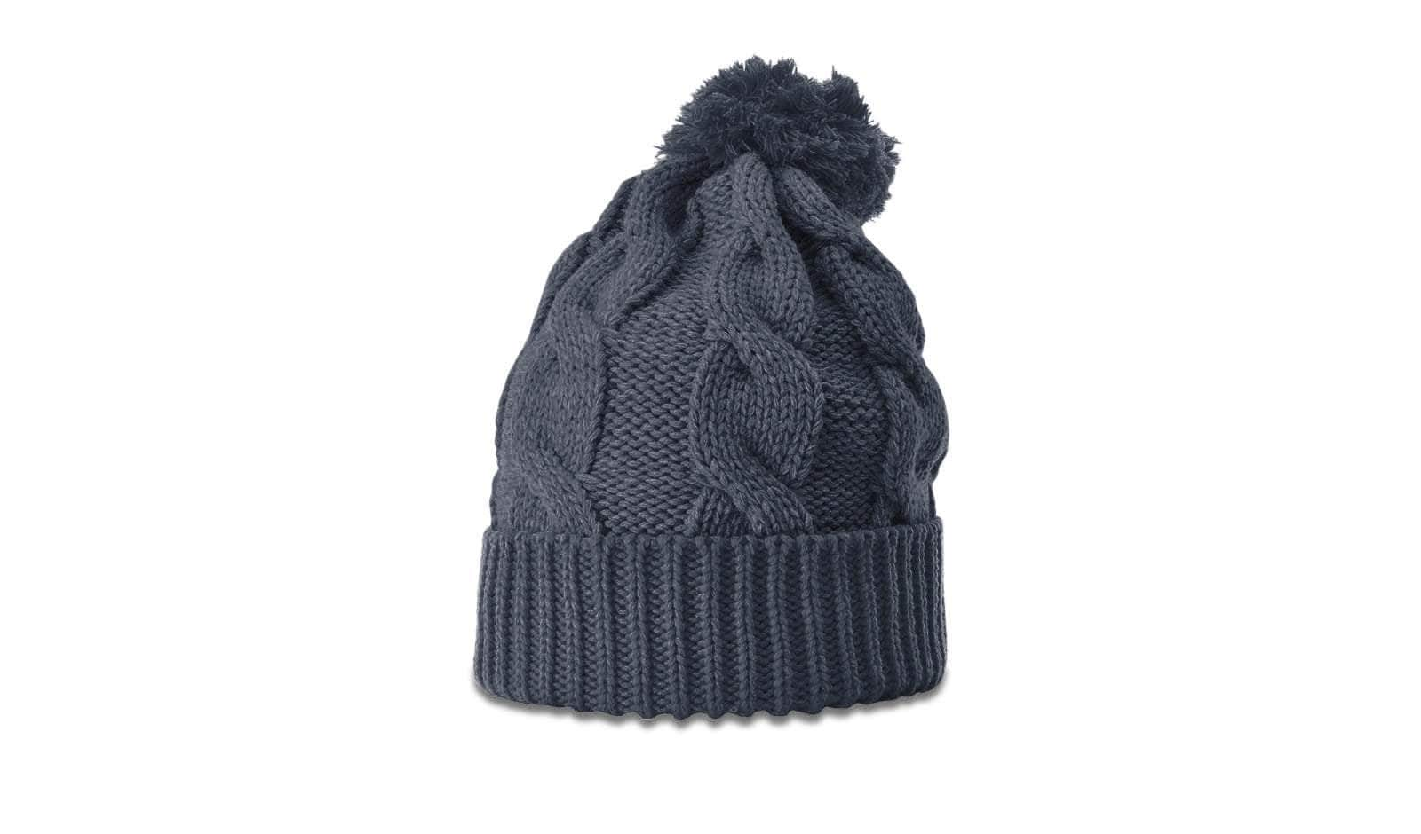 Richardson 141 – Chunk Twist Knit Cuffed Beanie with Pom | Custom Beanies with Your Logo in Bulk-Slate-Dekni-Creations