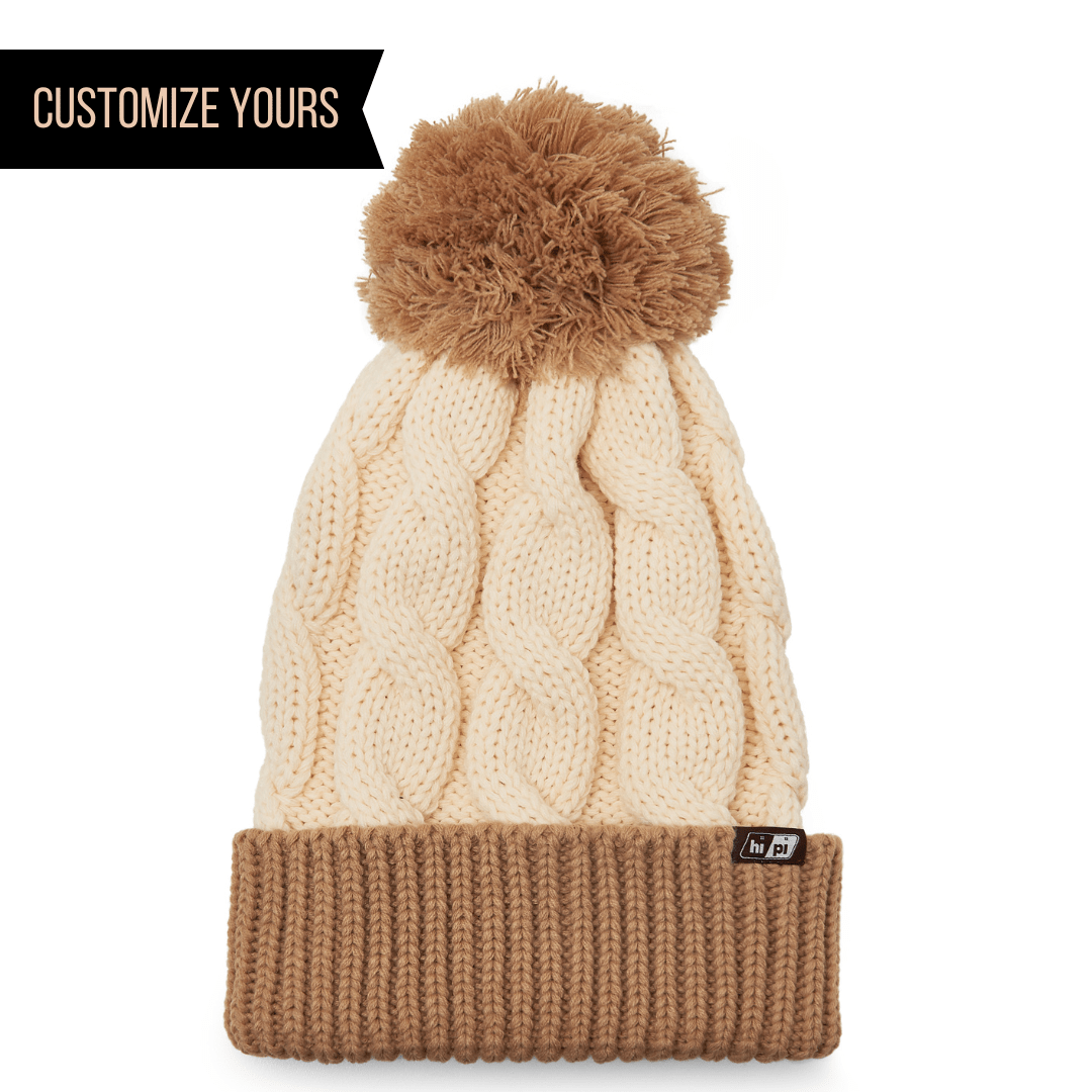 Richardson 141 – Chunk Twist Knit Cuffed Beanie with Pom | Custom Beanies with Your Logo in Bulk-Dekni-Creations