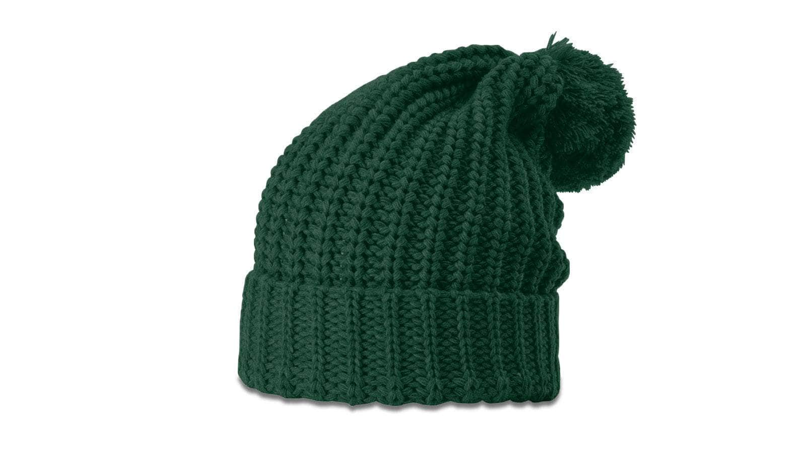 Richardson 143 – Chunky Cable Knit Slouch Beanie with Cuff & Pom | Custom Beanies with Your Logo in Bulk-Formosa Green-Dekni-Creations