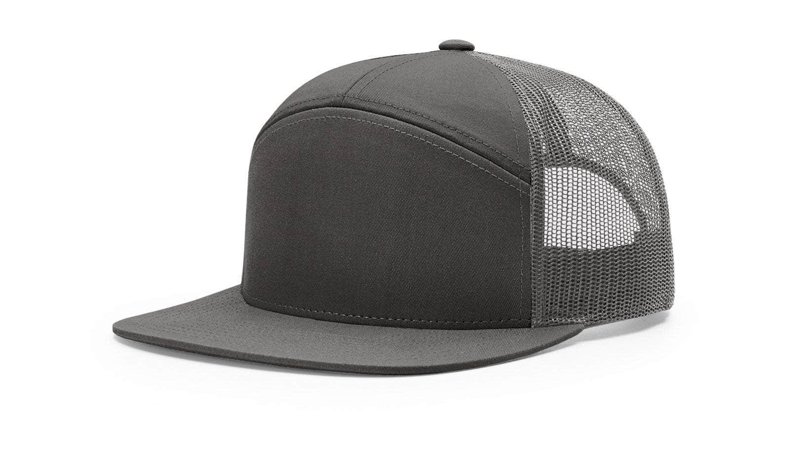 Richardson 168 – 7-Panel Flat Bill Trucker Hat | Custom Hats with Your Logo in Bulk-Charcoal-Dekni-Creations