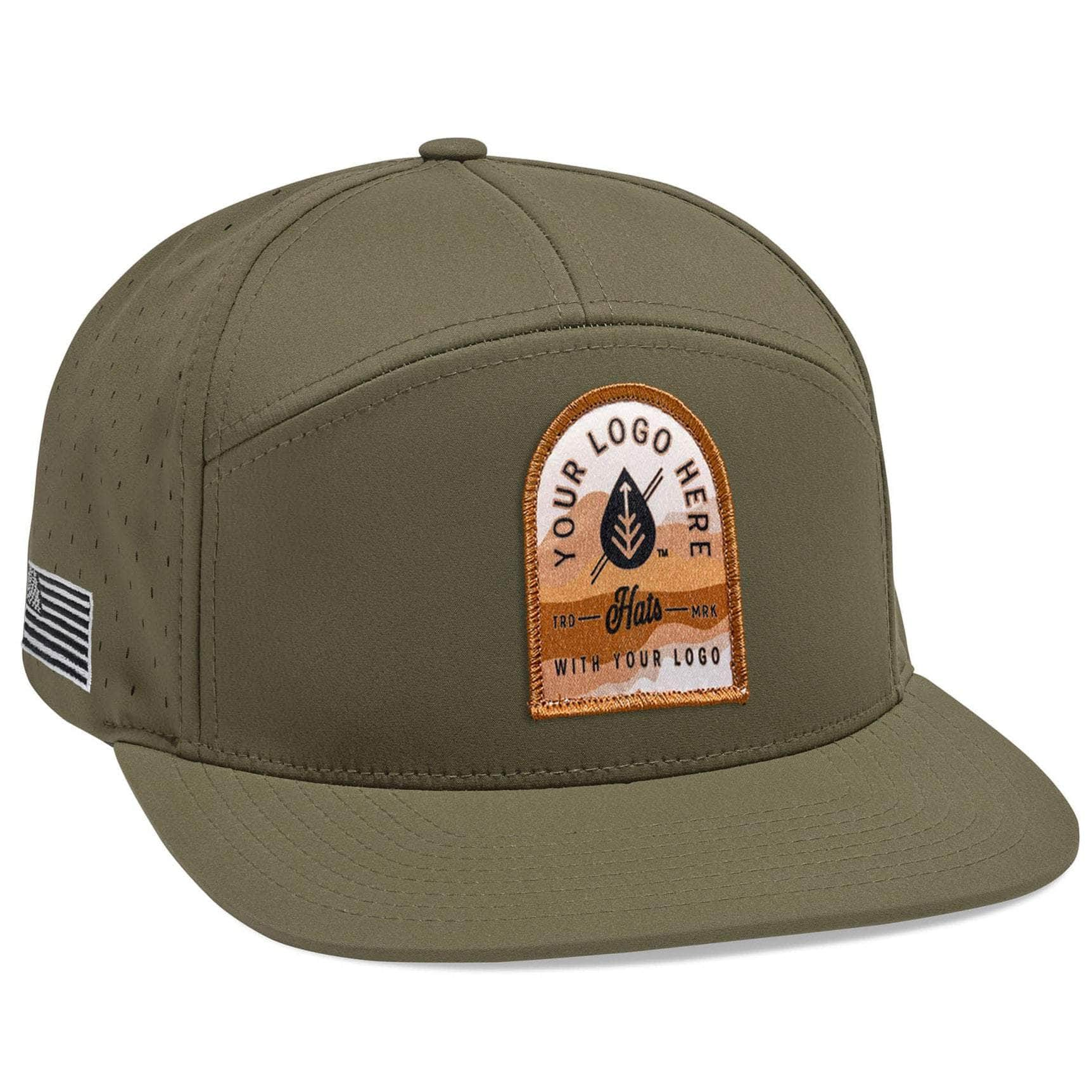 Richardson 169 Cannon Custom Patch Performance 7-Panel Water-Resistant Snapback Hat Olive by Dekni Creations