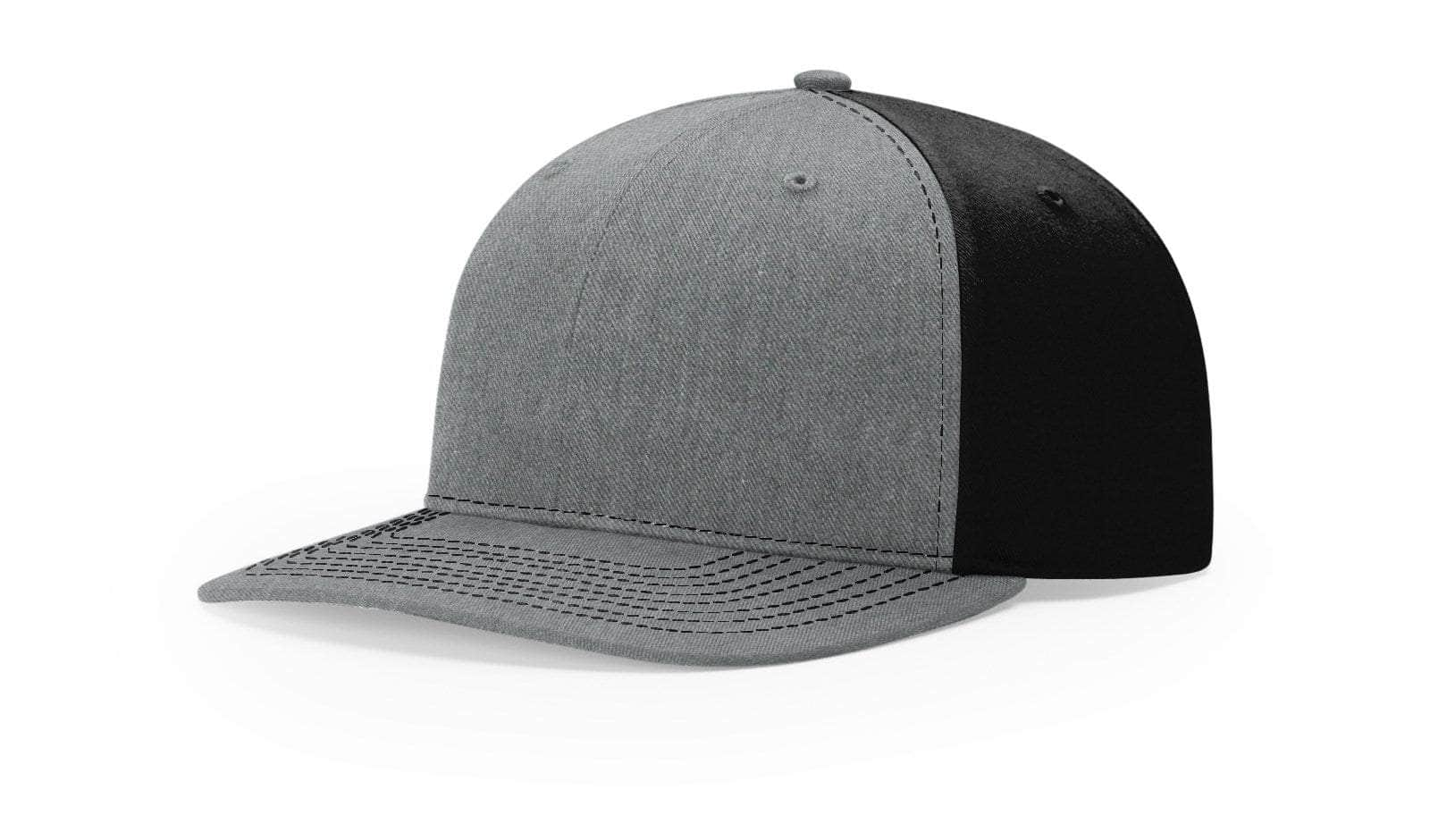 Richardson 312 – Solid Twill Back Trucker Cap | Custom Hats with Your Logo in Bulk-Heather Grey/Black-Dekni-Creations