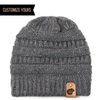 Richardson Breckenridge Beanie Cap Speckled Heather Grey alternating rib knit with customized genuine full grain leather tag logo for business online in bulk