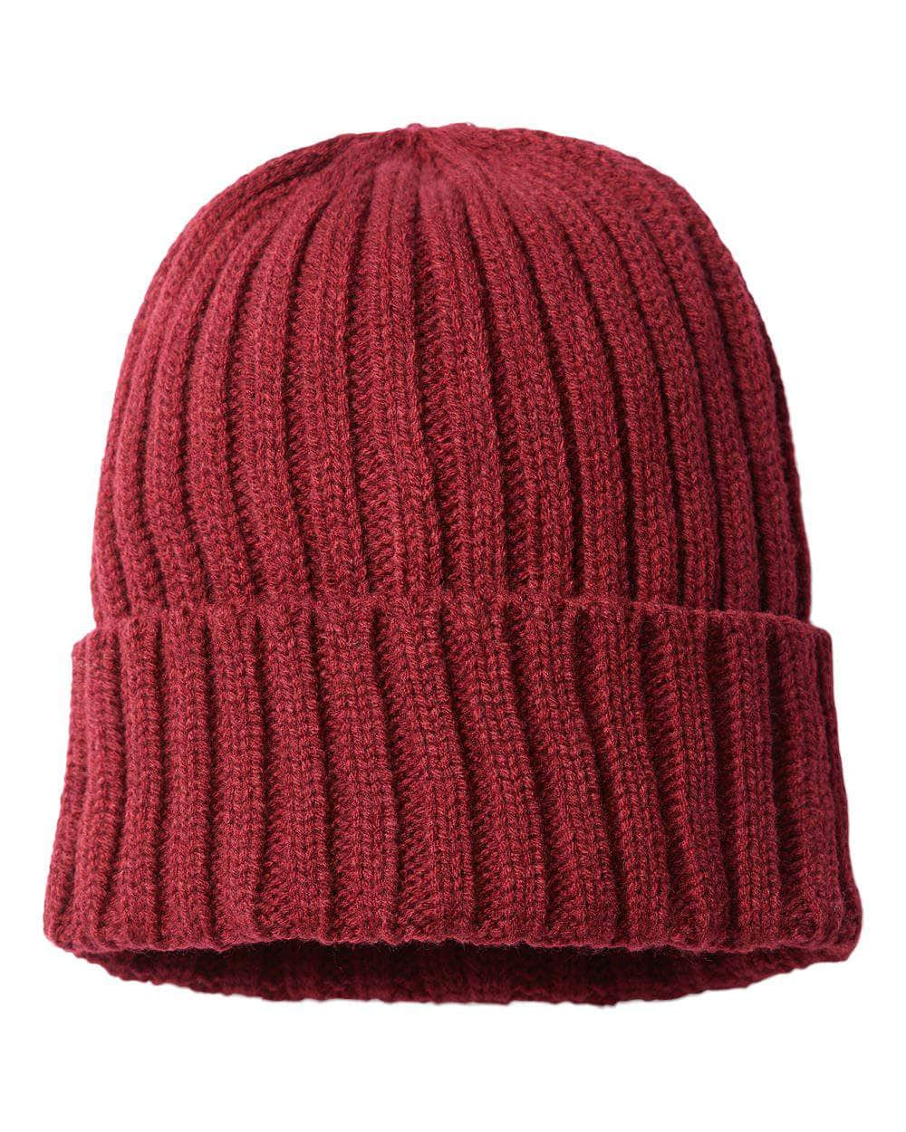 SHORE – Sustainable Recycled Cable Knit Beanie | Custom Beanies with Your Logo in Bulk-Burgundy-Dekni-Creations